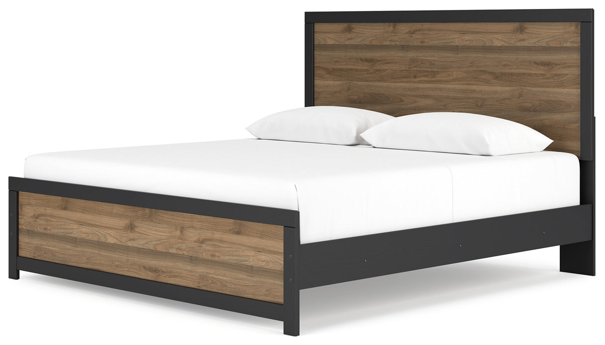 Vertani King Panel Bed with Dresser and Nightstand in Black from Ashley - Luna Furniture