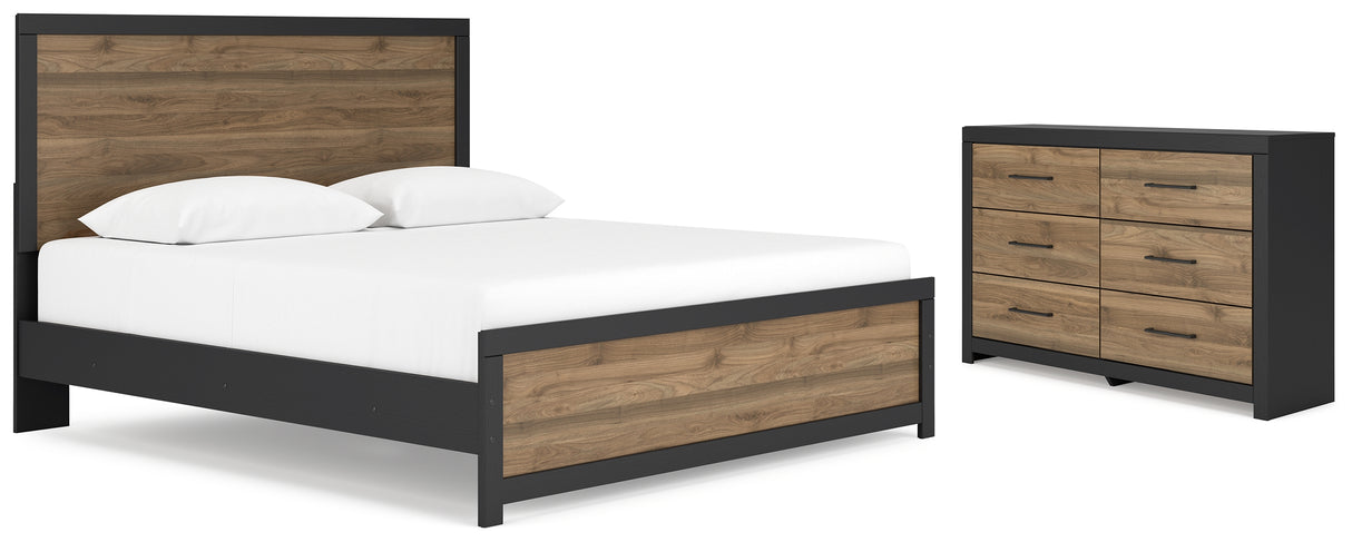 Vertani King Panel Bed with Dresser in Black from Ashley - Luna Furniture