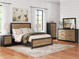 Vertani Queen Panel Bed with 2 Nightstands in Black from Ashley - Luna Furniture