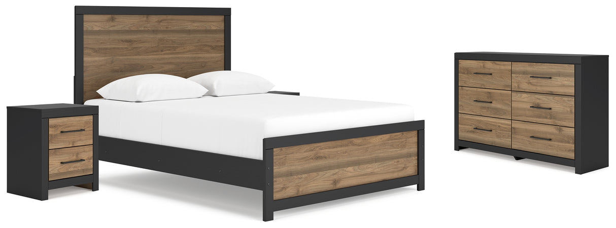 Vertani Queen Panel Bed with Dresser and 2 Nightstands in Black from Ashley - Luna Furniture