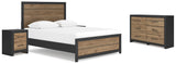 Vertani Queen Panel Bed with Dresser and 2 Nightstands in Black from Ashley - Luna Furniture