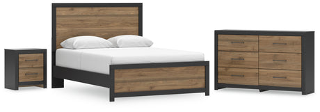 Vertani Queen Panel Bed with Dresser and Nightstand in Black - PKG021068