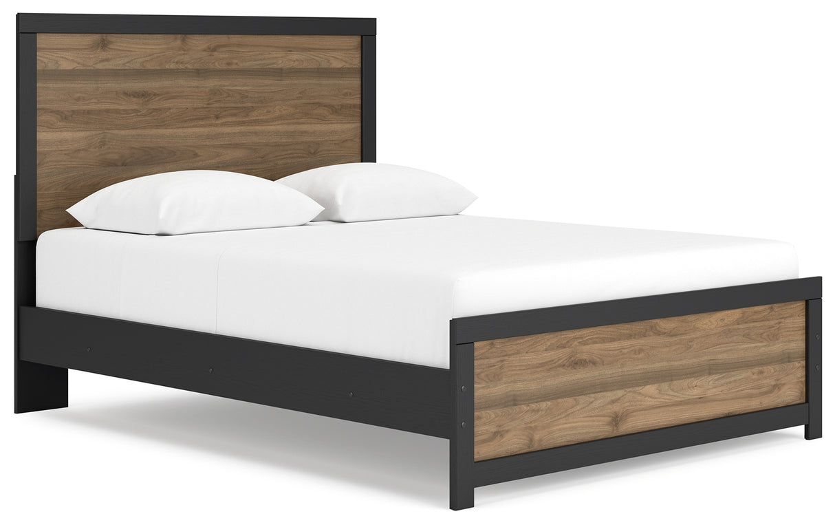 Vertani Queen Panel Bed with Dresser and Nightstand in Black from Ashley - Luna Furniture