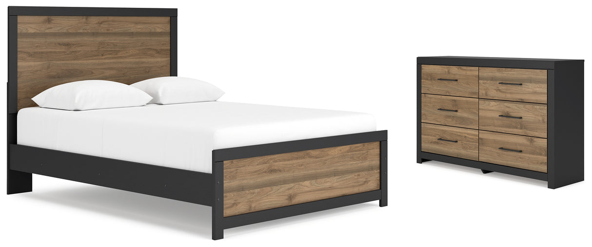 Vertani Queen Panel Bed with Dresser in Black from Ashley - Luna Furniture