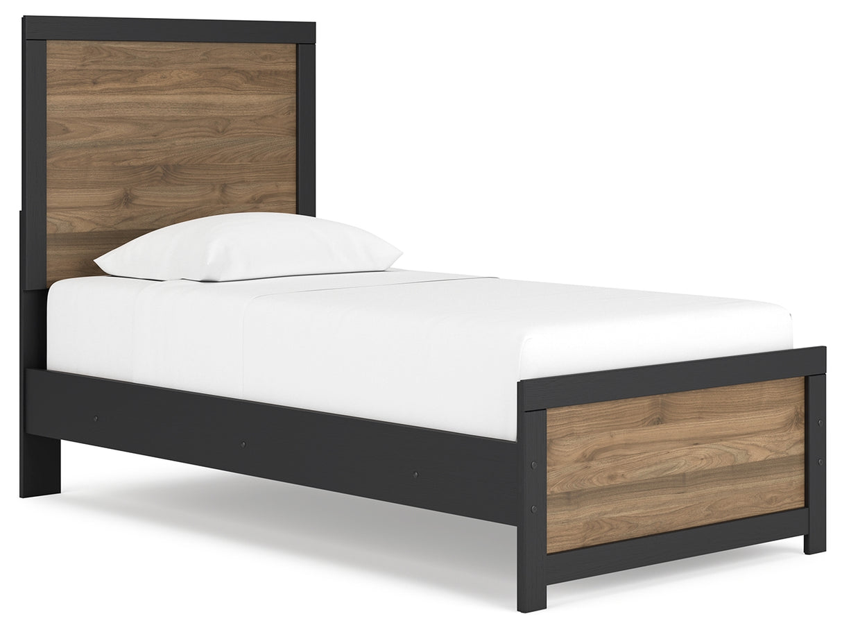 Vertani Twin Panel Bed with Dresser in Black from Ashley - Luna Furniture