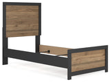 Vertani Twin Panel Bed with Dresser in Black from Ashley - Luna Furniture