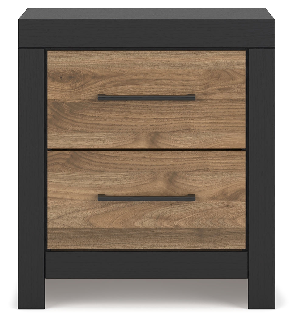 Vertani Twin Panel Bed with Nightstand in Black from Ashley - Luna Furniture