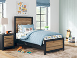 Vertani Twin Panel Bed with Nightstand in Black from Ashley - Luna Furniture