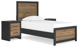 Vertani Twin Panel Bed with Nightstand in Black from Ashley - Luna Furniture