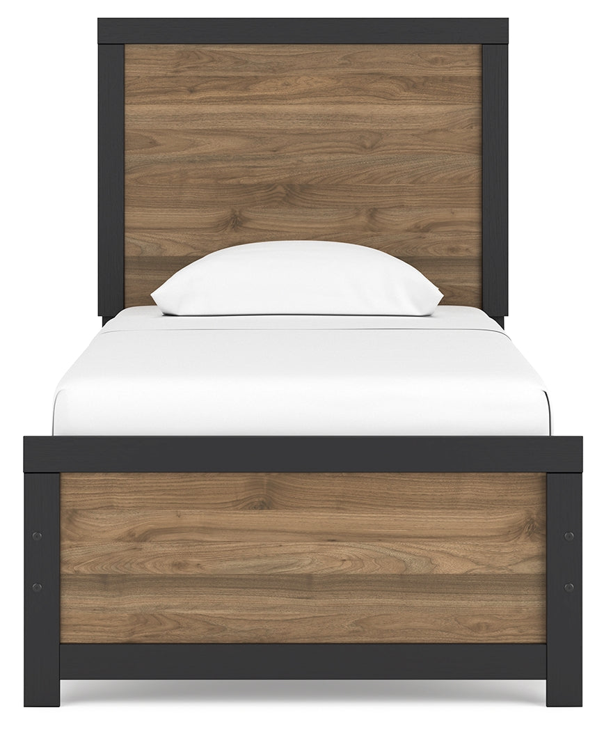 Vertani Twin Panel Bed with Nightstand in Black from Ashley - Luna Furniture