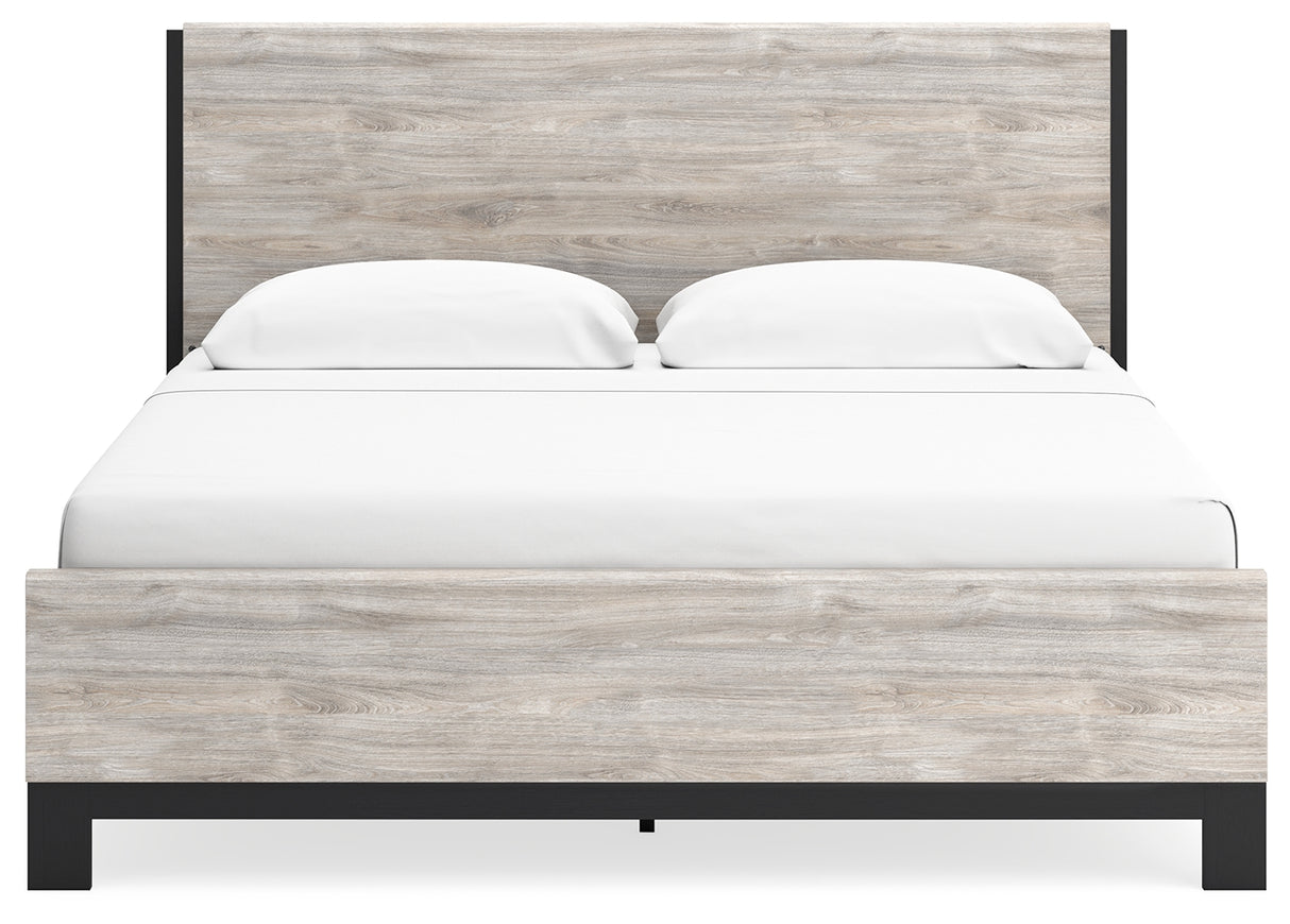 Vessalli King Panel Bed with Dresser in Gray - PKG016786