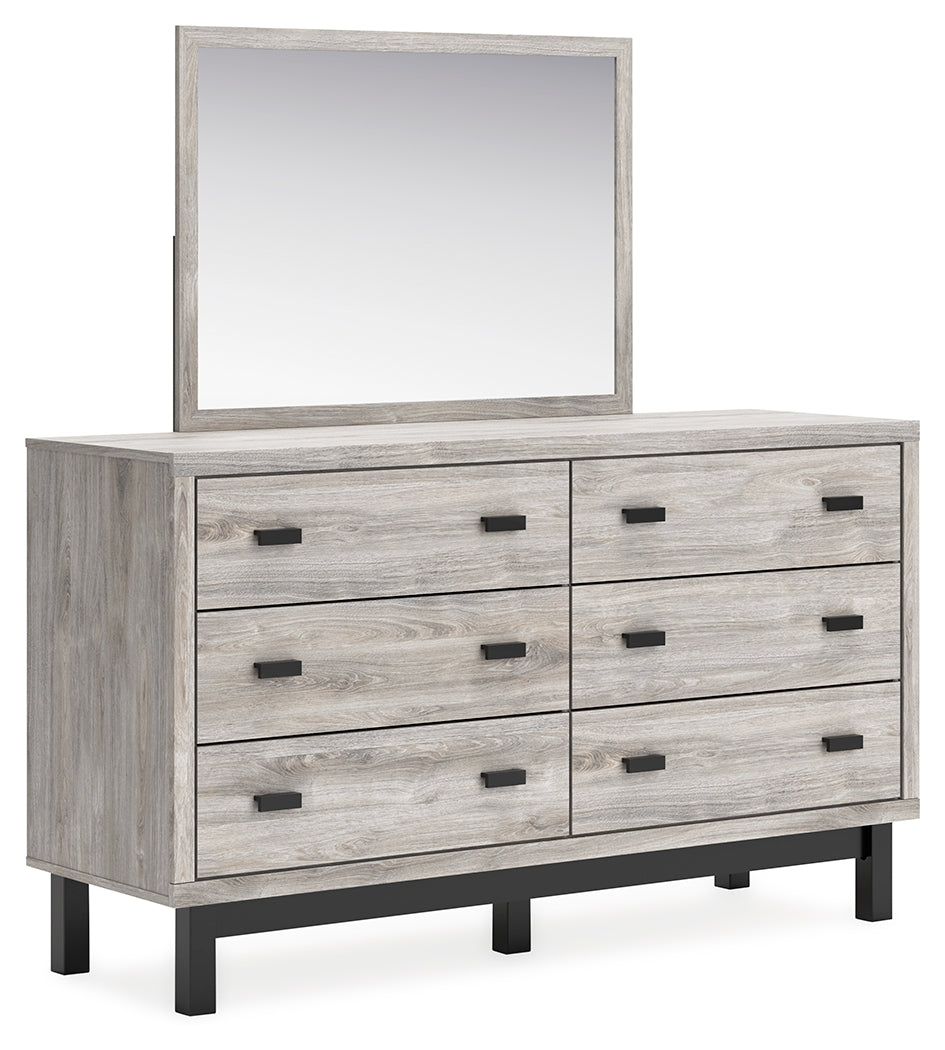 Vessalli King Panel Bed with Mirrored Dresser and 2 Nightstands in Gray from Ashley - Luna Furniture