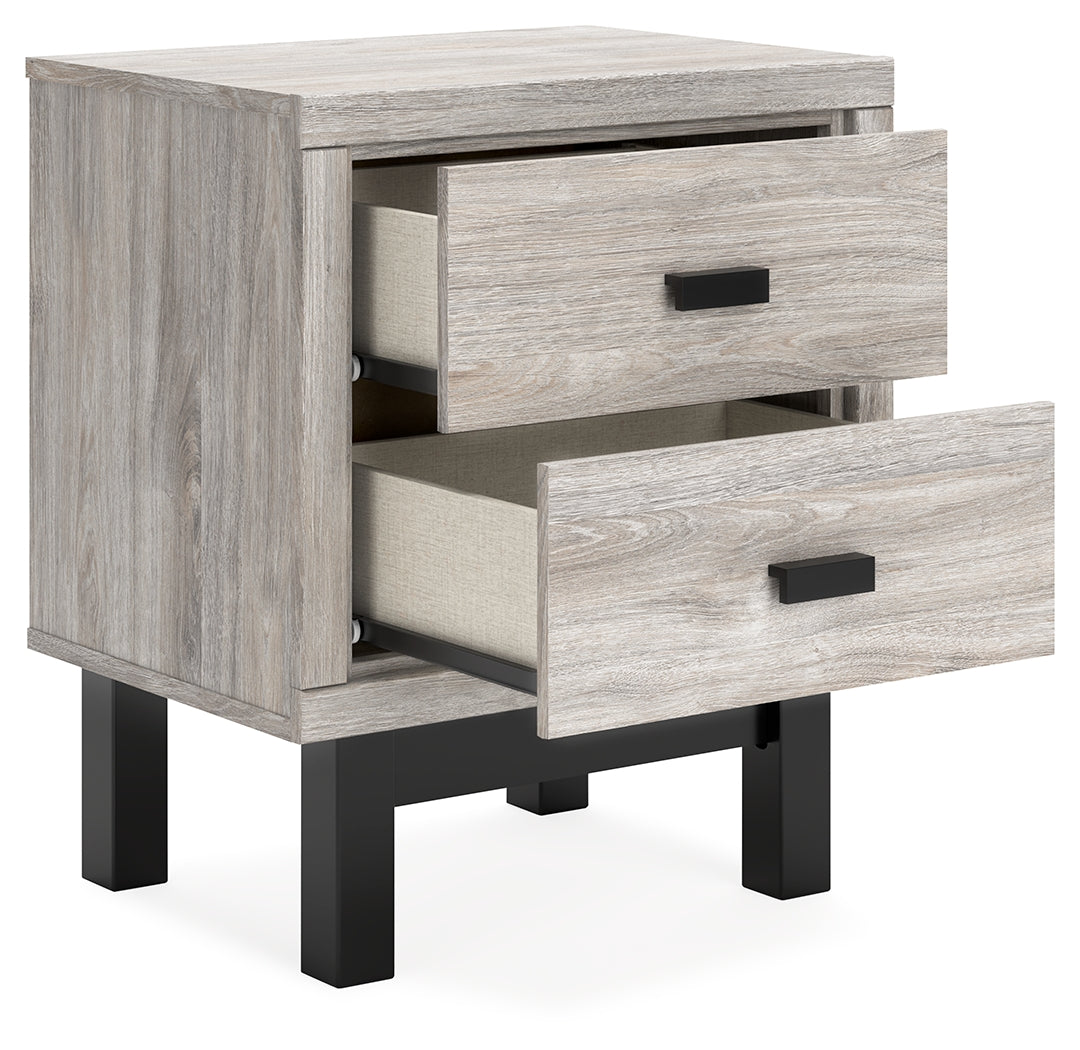 Vessalli King Panel Bed with Mirrored Dresser and 2 Nightstands in Gray from Ashley - Luna Furniture