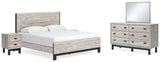 Vessalli King Panel Bed with Mirrored Dresser and 2 Nightstands in Gray from Ashley - Luna Furniture