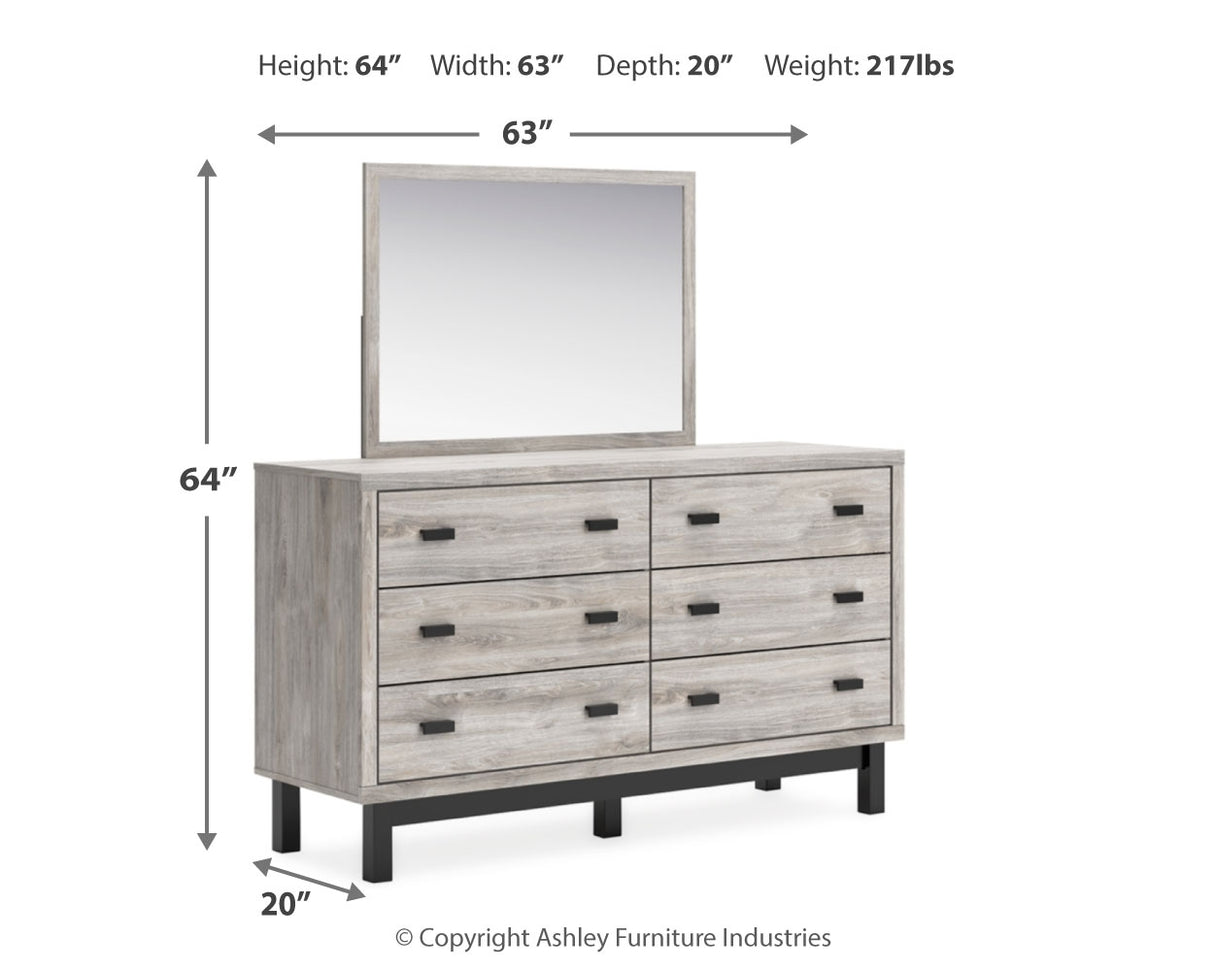 Vessalli King Panel Bed with Mirrored Dresser and 2 Nightstands in Gray from Ashley - Luna Furniture