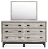 Vessalli King Panel Bed with Mirrored Dresser and 2 Nightstands in Gray from Ashley - Luna Furniture