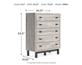 Vessalli King Panel Bed with Mirrored Dresser and Chest in Gray from Ashley - Luna Furniture