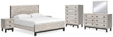 Vessalli King Panel Bed with Mirrored Dresser, Chest and 2 Nightstands in Gray - PKG015137