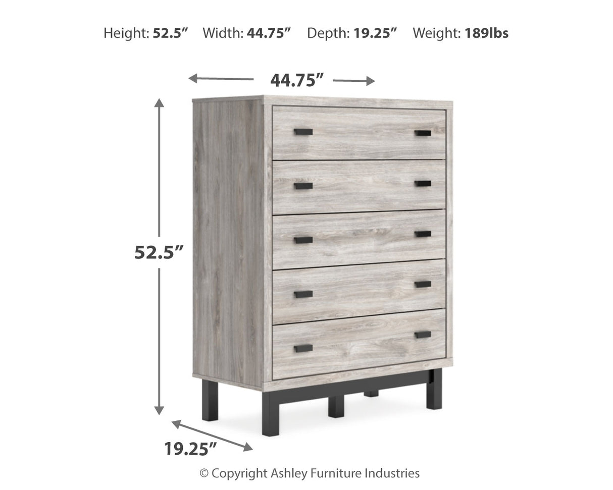 Vessalli King Panel Bed with Mirrored Dresser, Chest and Nightstand in Gray from Ashley - Luna Furniture