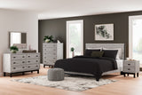 Vessalli King Panel Bed with Mirrored Dresser, Chest and Nightstand in Gray from Ashley - Luna Furniture