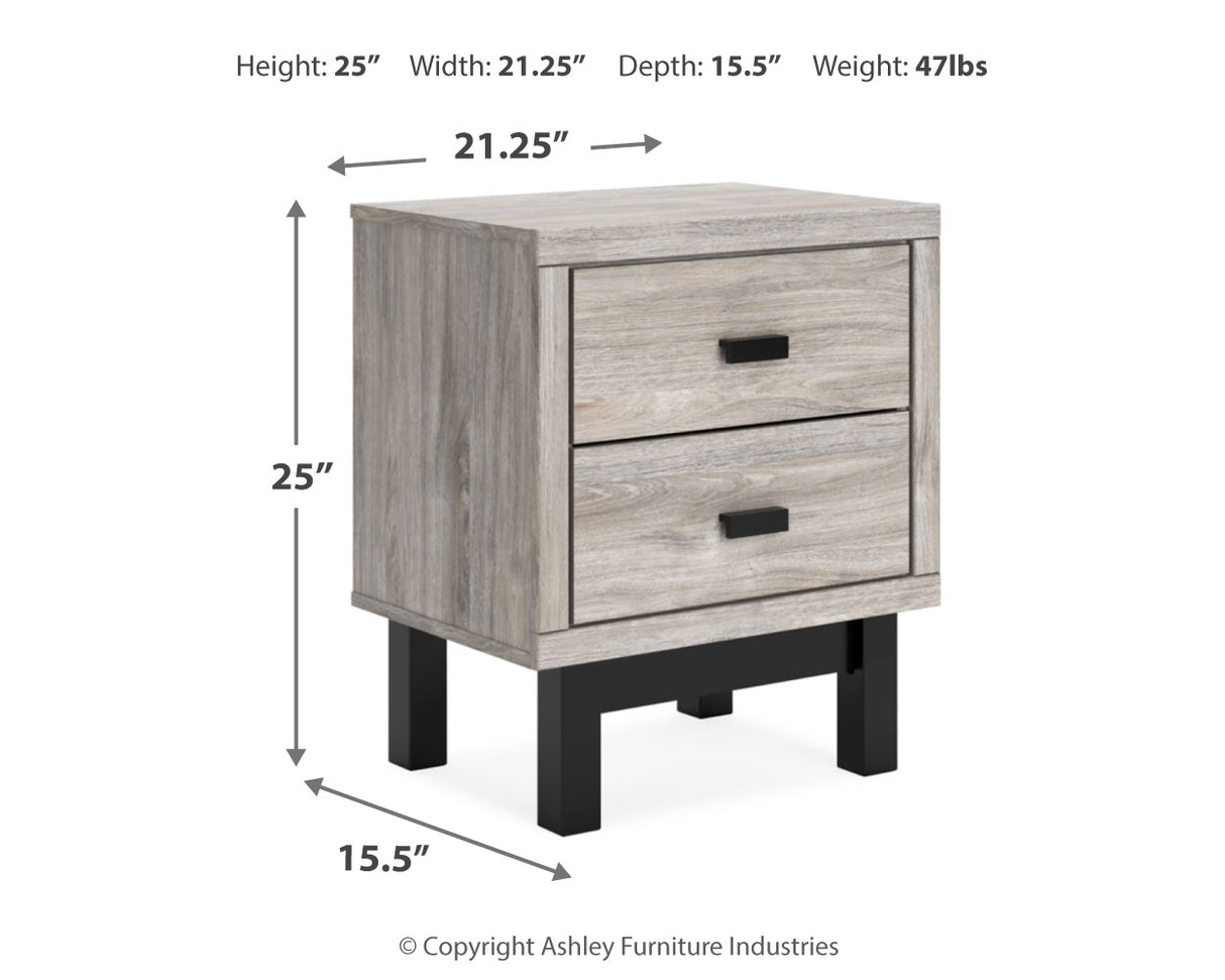 Vessalli King Panel Headboard with Mirrored Dresser, Chest and 2 Nightstands in Two-tone from Ashley - Luna Furniture