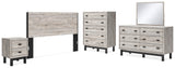 Vessalli King Panel Headboard with Mirrored Dresser, Chest and Nightstand in Two-tone from Ashley - Luna Furniture