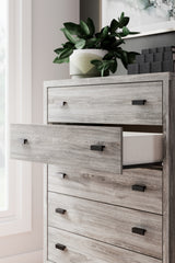 Vessalli King Panel Headboard with Mirrored Dresser, Chest and Nightstand in Two-tone from Ashley - Luna Furniture