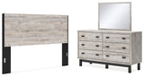 Vessalli King Panel Headboard with Mirrored Dresser in Two-tone from Ashley - Luna Furniture