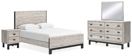 Vessalli Queen Panel Bed with Mirrored Dresser and Nightstand in Gray from Ashley - Luna Furniture