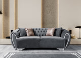 Victoria Gray Velvet Sofa & Loveseat - VICTORIAGRAY-SL - 