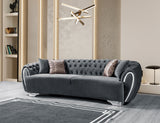 Victoria Gray Velvet Sofa & Loveseat - VICTORIAGRAY-SL - 