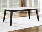 Vida 72″ White Marble Top Dining Table, Black Finish - VD500KWT