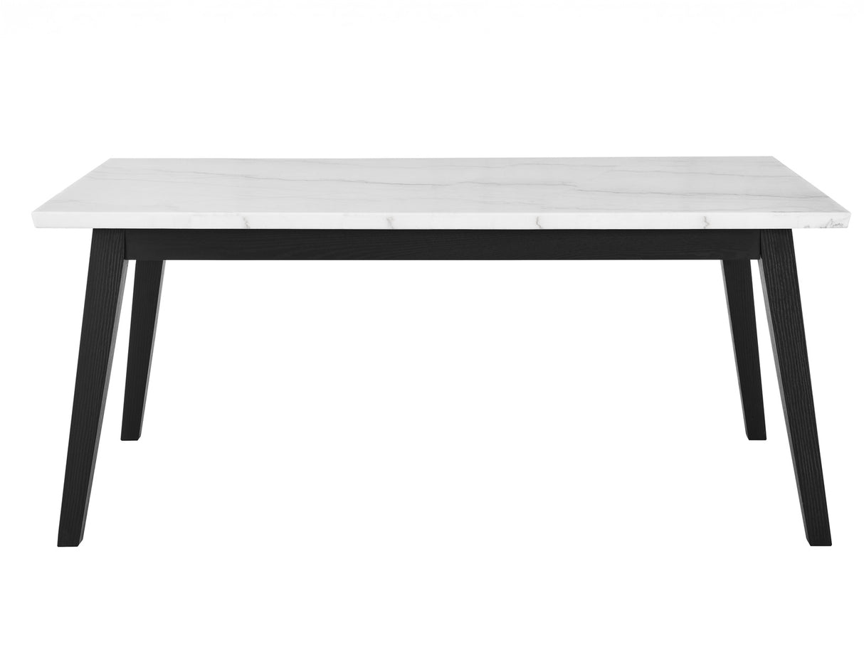 Vida 72″ White Marble Top Dining Table, Black Finish - VD500KWT