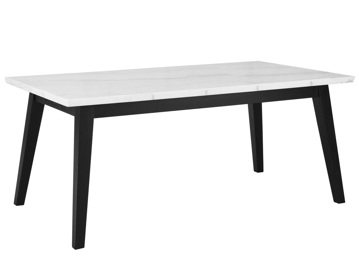 Vida 72″ White Marble Top Dining Table, Black Finish - VD500KWT