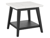 Vida Marble Top 3-Piece Table Set, Black Finish - SET | VD300KWCAS | VD300KWE(2)