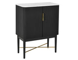 Vida Marble Top WIne Cabinet, Black Finish - VD500KWWC