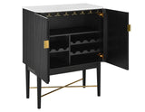 Vida Marble Top WIne Cabinet, Black Finish - VD500KWWC