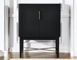 Vida Marble Top WIne Cabinet, Black Finish - VD500KWWC