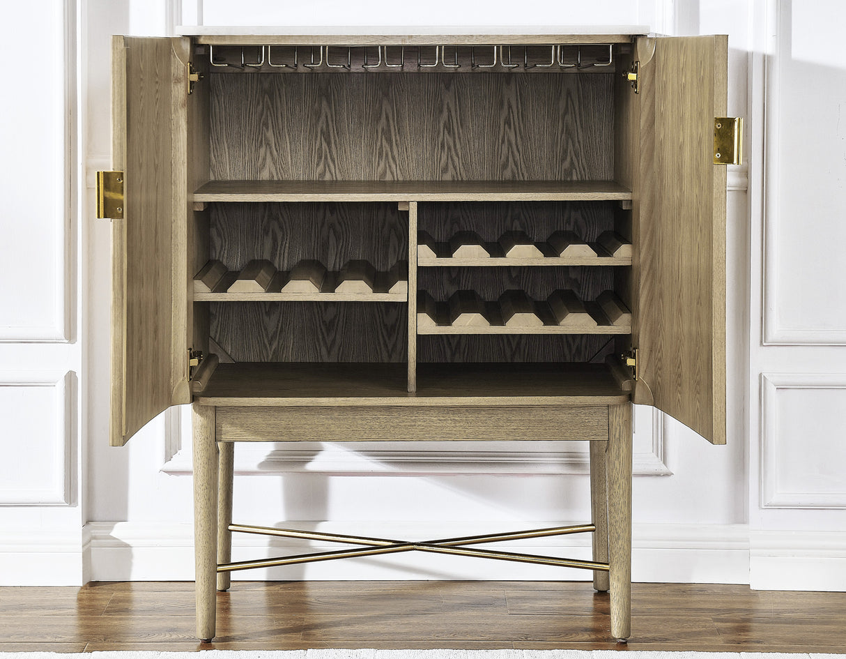 Vida Marble Top WIne Cabinet, Blonde Finish from Steve Silver - Luna Furniture