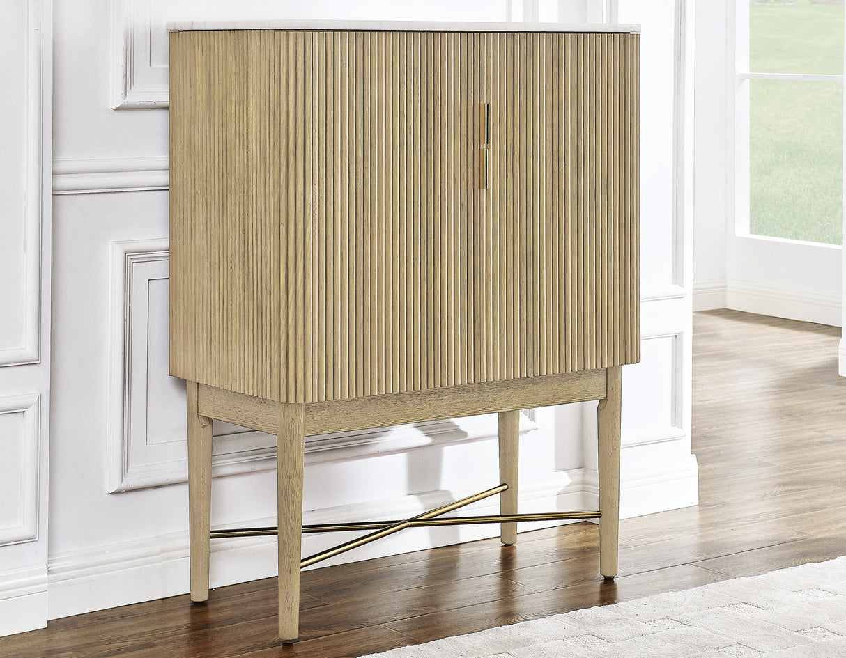 Vida Marble Top WIne Cabinet, Blonde Finish from Steve Silver - Luna Furniture