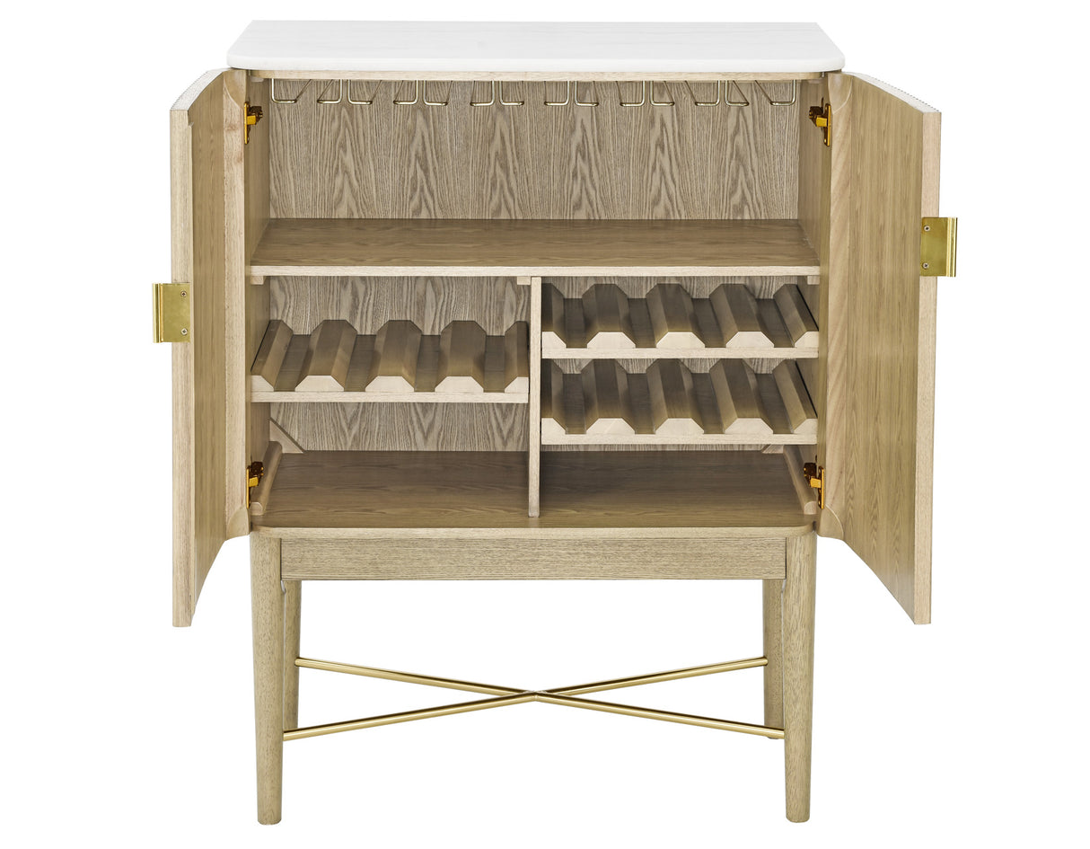 Vida Marble Top WIne Cabinet, Blonde Finish from Steve Silver - Luna Furniture