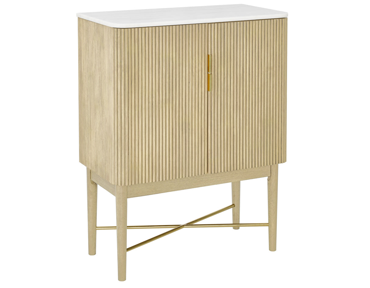 Vida Marble Top WIne Cabinet, Blonde Finish from Steve Silver - Luna Furniture