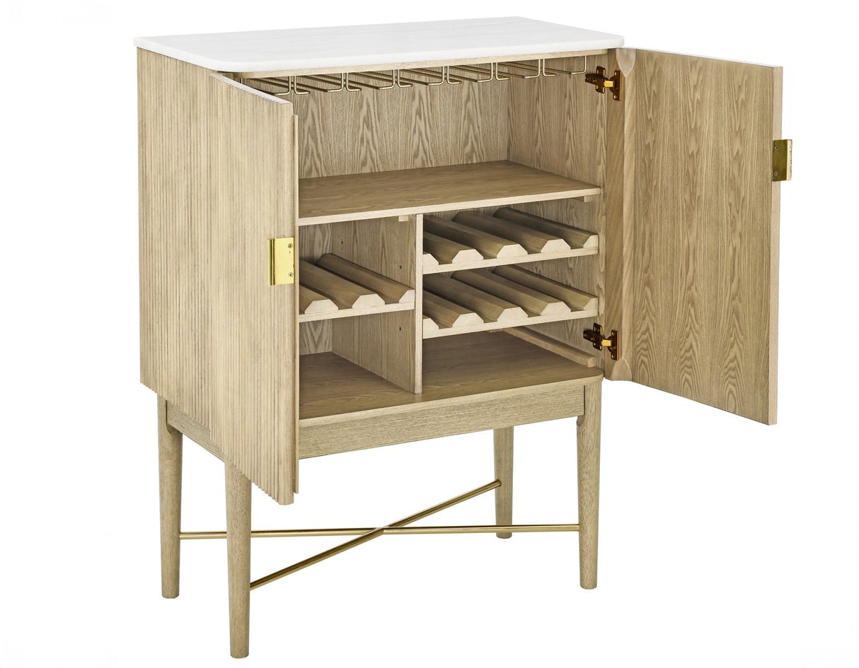 Vida Marble Top WIne Cabinet, Blonde Finish from Steve Silver - Luna Furniture