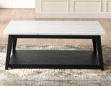 Vida White Marble Cocktail Table with Casters, Black Finish - VD300KWCAS