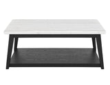 Vida White Marble Cocktail Table with Casters, Black Finish - VD300KWCAS