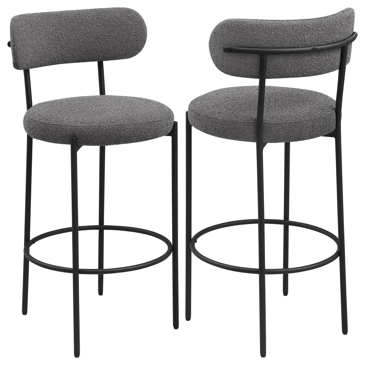 Viola Boucle Upholstered Bar Stool Black (Set of 2) from Coaster - Luna Furniture