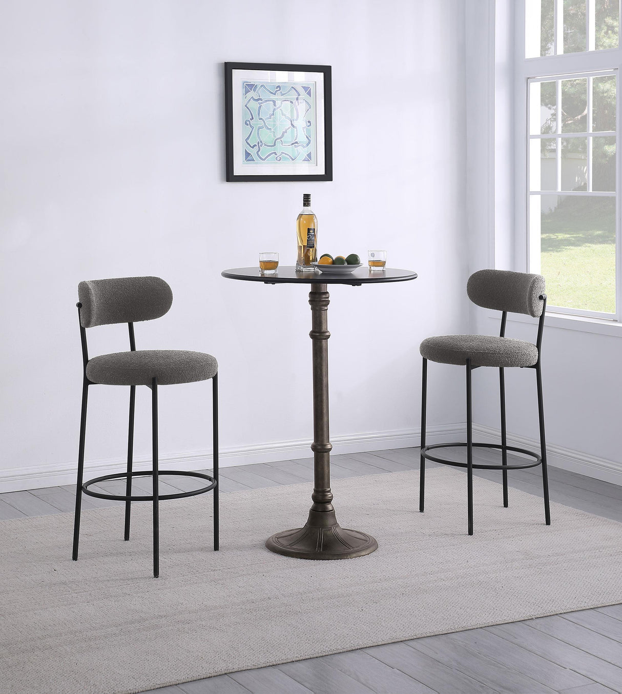 Viola Boucle Upholstered Bar Stool Black (Set of 2) from Coaster - Luna Furniture