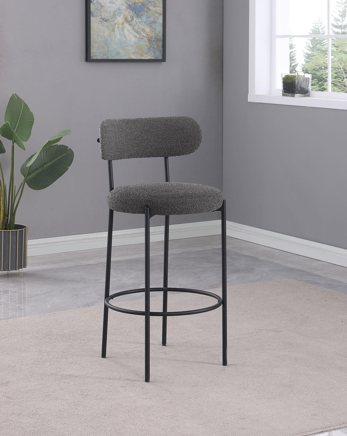 Viola Boucle Upholstered Bar Stool Black (Set of 2) from Coaster - Luna Furniture