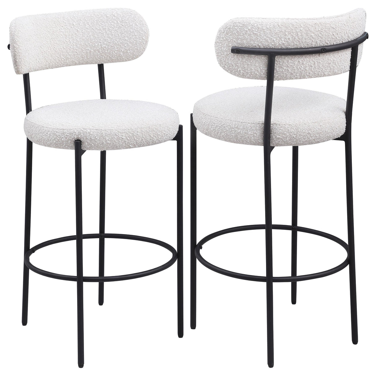 Viola Boucle Upholstered Bar Stool Cream (Set of 2) from Coaster - Luna Furniture