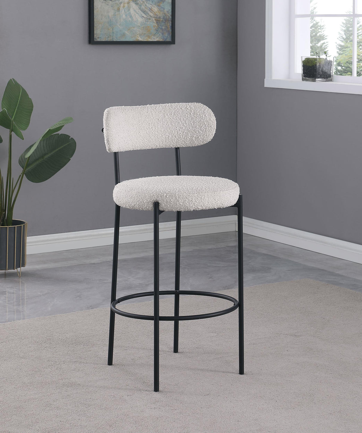 Viola Boucle Upholstered Bar Stool Cream (Set of 2) from Coaster - Luna Furniture